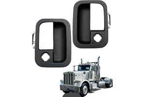 Exterior Door Handle Set (Pair), Compatible with 2001-2025 Peterbilt, 2005-2020 Kenworth, Chrome Outside Front Left Driver & 