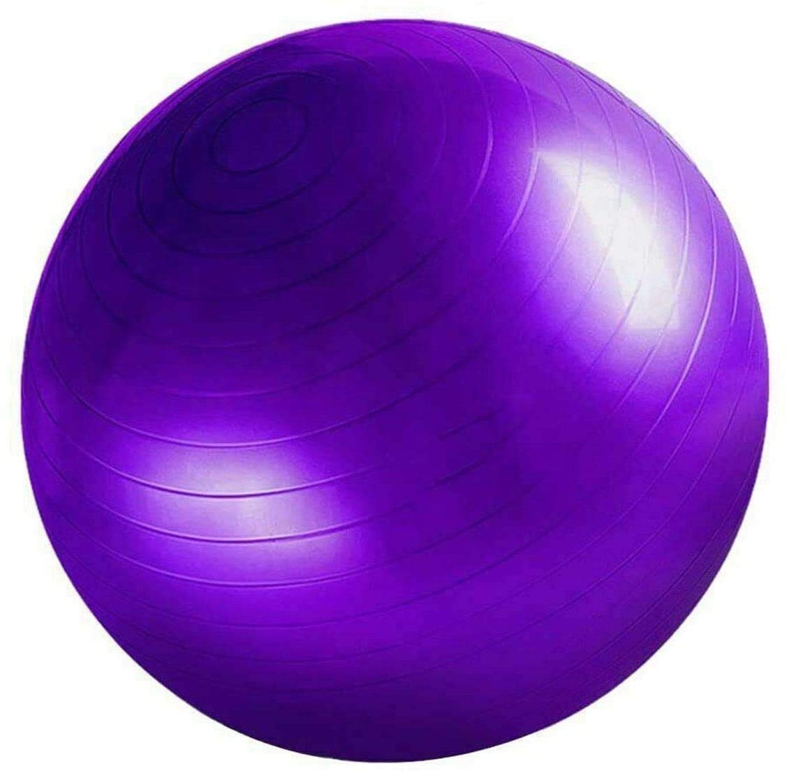 GLOW Exercise Gym Ball – Purple Fitness Yoga Swiss Ball with Dual Hand Pump to Tone Strengthen Core Thighs Back Abs - 65 cm Burst Resistant Supports 200kg Ideal Birthing Ball for Pilates Pregnancy