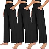NEW YOUNG 3 Pack Women's Wide Leg Pants with Pockets High Waist Loose Sweatpants Casual Lounge Yoga Workout Palazzo