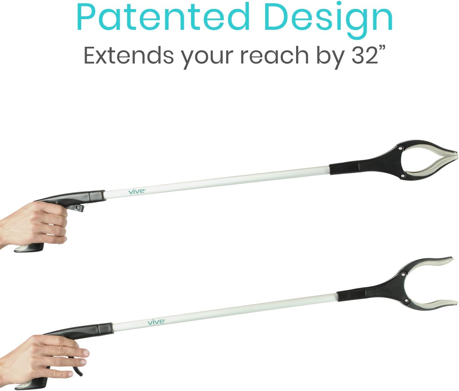 Vive Reacher Grabber 32" - Extra Long Mobility Aid - Rotating Hand, Heavy Duty Grip Arm - Reaching Assist Tool for Trash Pickup, Litter Picker, Garden Nabber, Disabled, Handicap Arm: Health & Personal Care