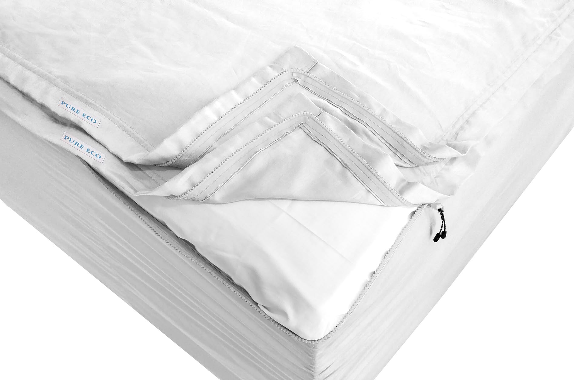Photo 1 of Zipper Fitted Sheet - Includes 1 Fitted Sheet Base & 2 Zip-On Sheets - Upto 16” in. Deep Pockets King Size Zipper Fitted Sheet - Easy to Change, Sateen Cotton 600 TC Fitted Sheet - White
