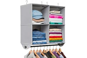 HOLDN’ STORAGE - 4 Shelf Hanging Closet Organizer - Closet Hanging Shelves Storage and RV Closet Hanging Organizer- Grey with