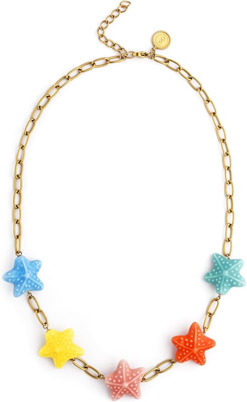 Collier Starfish Chic Color Acier Plaqué Or Bijoux pour femmes