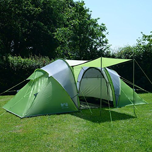 Trail 4 Man Family Tunnel Tent With Awning Camping Festival Waterproof 3000mm HH
