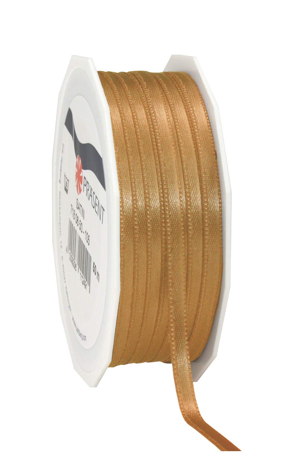 Präsent - Satin Ribbon Gold 6 mm Width, 50 m Length