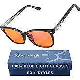 Sleep ZM 100% Blue Light Blocking Glasses - Better Sleep Anti Eye Strain Protection - Computer Gaming Women Men