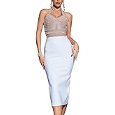 Elegant Beaded Halter Wedding Guest Dress Formal Evening Gowns Bandage Dress Bodycon Celebrity Club Party Dress