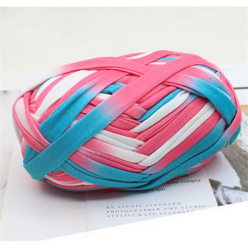 1 x Coloured t-Shirt Knitting Yarn Crochet Fabric for DIY Knitted Fabric Art (#49 Pink and Blue)