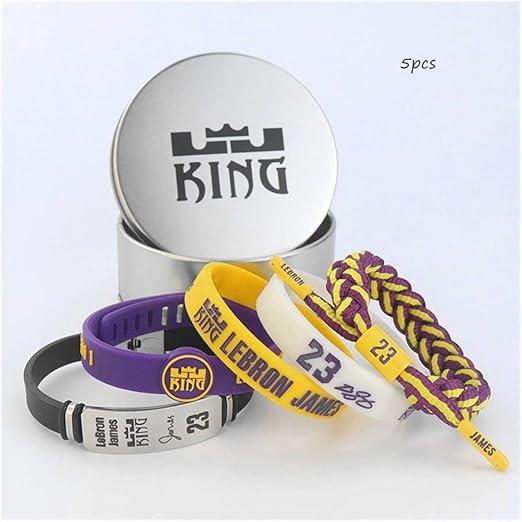 Amazon Co Jp Nbaバスケットボールスターの署名のファンリストバンドシリコンブレスレット反射アームバンド調整可能黒5個手作りの織スポーツブレスレット Yangbm Color Purple James ホーム キッチン