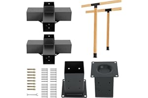 Gooeap 2 Pack Pergola Kit-4 Way 4x4'' (Actual 3.5x3.5 in) T Brackets Corner Bracket/Gazebo Kit DIY Post Base for Wooden Beams Lumber Gazebos Patio Pergola Sheds