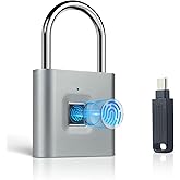 KENRONE Fingerprint Padlock, Keyless Biometric Padlocks for School Locker, Waterproof and Rustproof, Rechargeable Padlock for