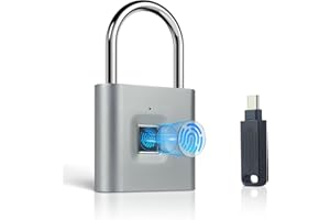 KENRONE Fingerprint Padlock, Portable USB Charging with Reset Key, Smart Padlock Quick Unlock, Waterproof and Rustproof, Padlocks for School Locker, Warehouses, Gym, Homes, Office Cabinets