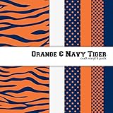 Orange & Navy Blue Tiger Print Multi-pack Printed Craft Vinyl 6 Sheets 12x12 for Vinyl Cutters