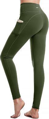 CAMBIVO Yoga Pants Women High Rise Leggings with Pockets Green view 1