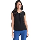 Kasper Womens Pleat Neck Knit Top with Hardware