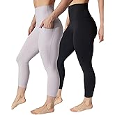 90 Degree By Reflex 2 Pack Capri One Pocket One Basic High Waisted Workout Legging