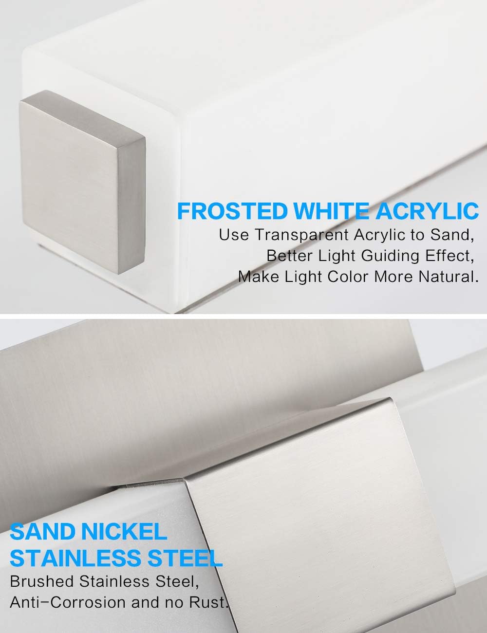 ZUZITO LED Vanity Light 24.2" Frosted White Acrylic Brushed Nickel for Bathroom Vanity Lighting Fixtures Cool White 6000K - - 