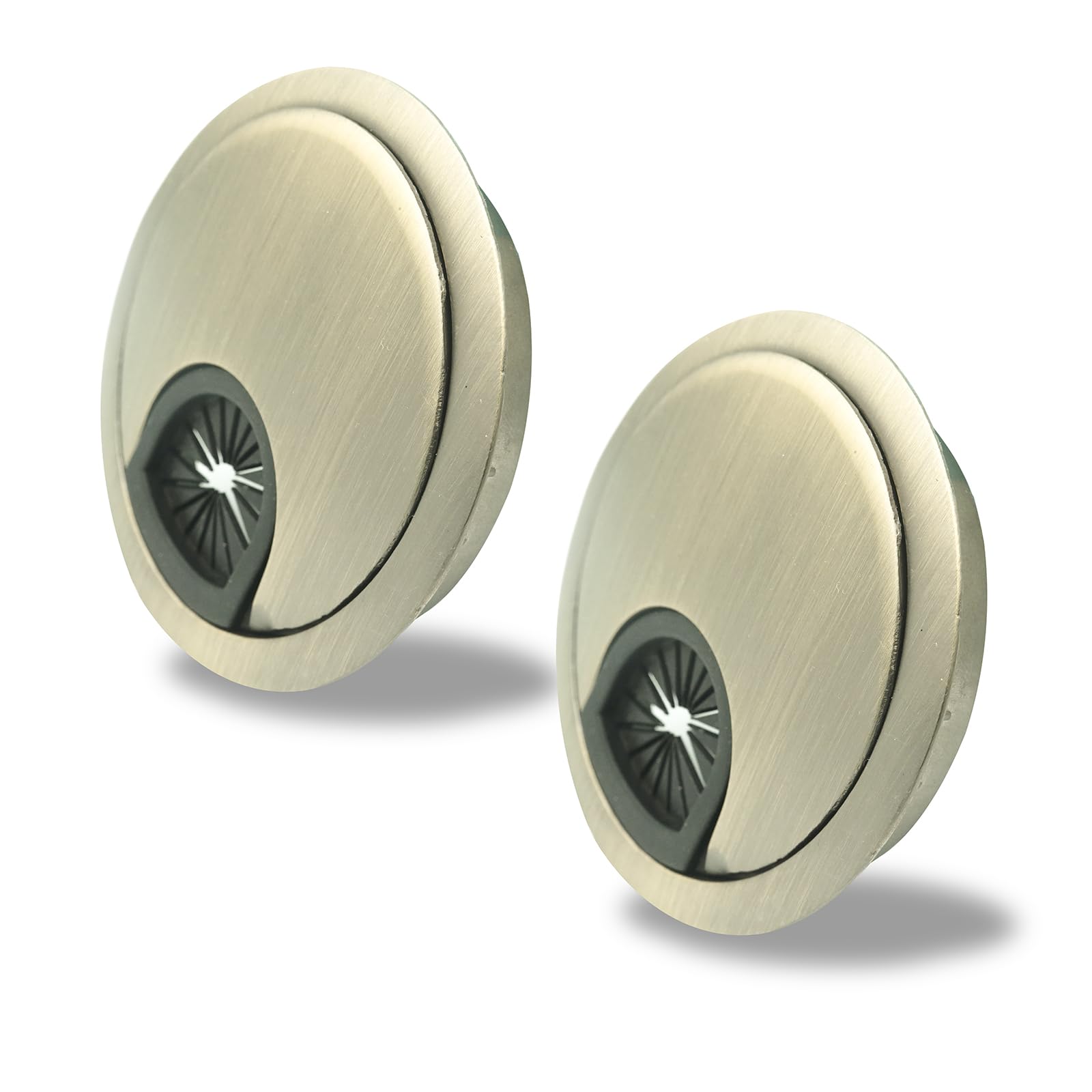 SyiXute 2 Pcs 60 mm Desk Cable Grommets,Zinc Alloy Computer Desktop Grommets,Cable Cord Round Hole Cover for Home and Office Table (Bronze)