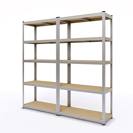 OSKAR Lagerregal Steckregal je 875kg Kellerregal 180x90x40 verzinkt Werkstattregal Schwerlastregal (2er Set)