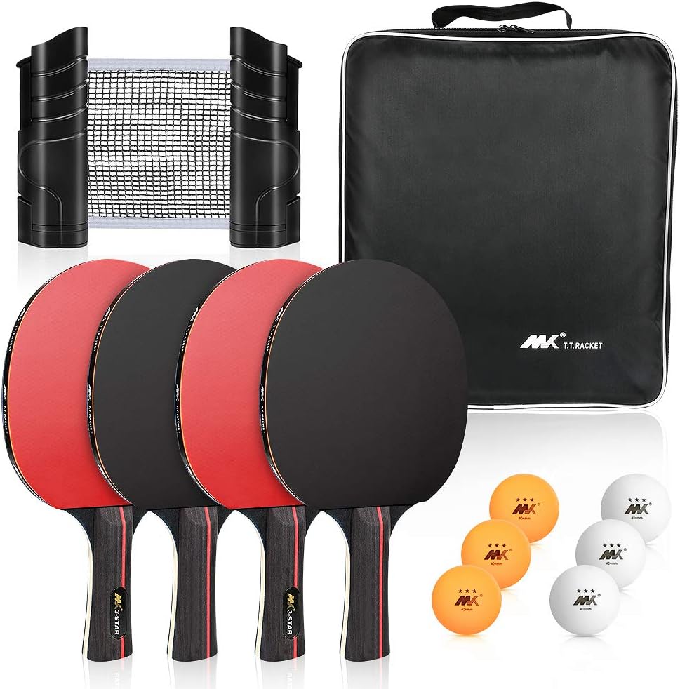 Achort Table Tennis Set with 4 Premium Table Tennis Bats and 6 Ping