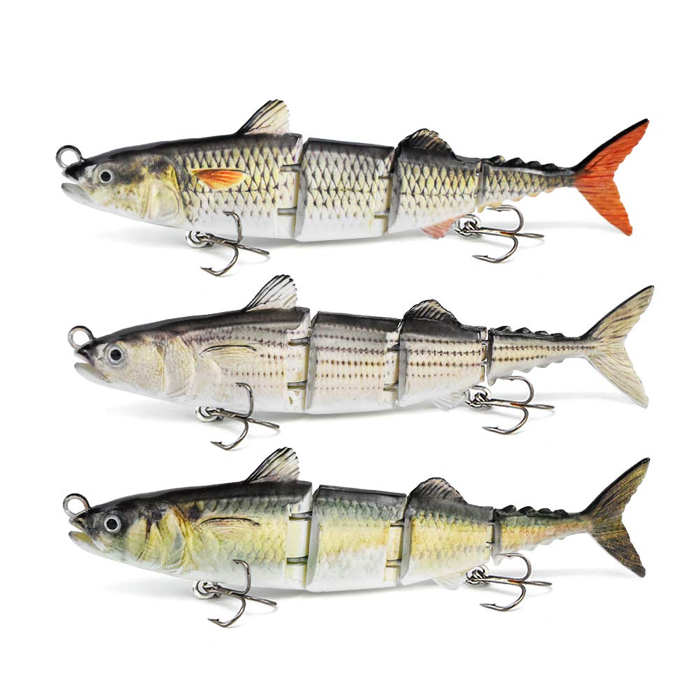 ODS Tuna Fishing Lure 4 Segment Jointed Swimbait with Treble Hooks for Freshwater and Saltwater Sinking (Kit 2)