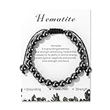 Hematite Bracelet for Men Boys 8mm Adjustable