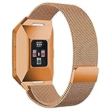 hooroor Fitbit Ionic Bands, Fully Magnetic Closure Clasp Mesh Loop Milanese Stainless Steel Ionic Band for Fitbit Ionic Smartwatch (Burnt Orange, Large)