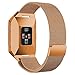hooroor for Fitbit Ionic Bands Small and Large for Women Men, Fully Magnetic Closure Clasp Mesh Loop Milanese Stainless Steel Metal Band (Burnt Orange, Small)