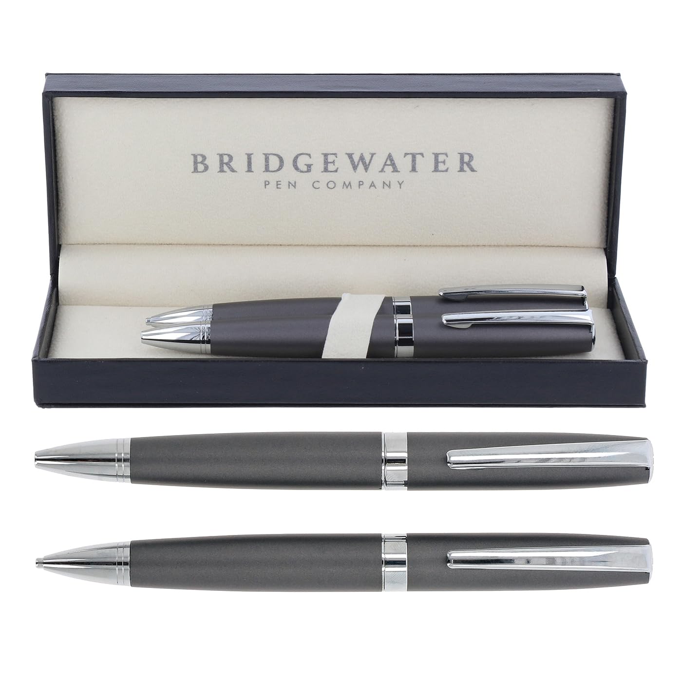 Bridgewater Pen Company Executive Ball Point Pen & Mechanical Pencil Gift Set Collection, Boxed, Sleeved (Hereford, Grey)