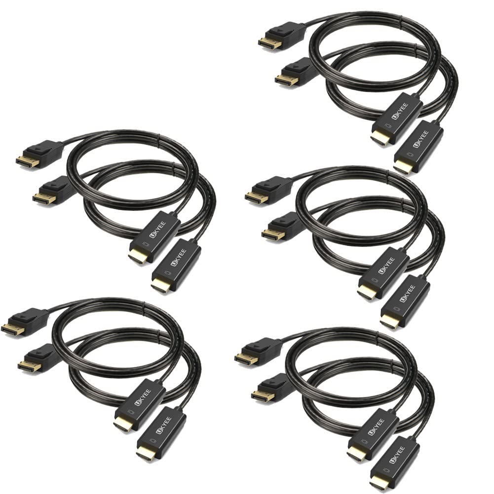 UKYEE Display Port (DP) to HDMI Cable 6 feet 10-Pack, DisplayPort to HDMI Cable Adapter 6ft Male to Male Cord Converter for PCs to HDTV, Monitor, Projector with HDMI Port