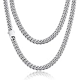 VIVDEC Miami Cuban Link Chain for Men, 6mm/8mm/10mm 316L Stainless Steel Cuban Chain Necklace, Hip-Hop Daily Style Jewelry, Silver/Gold Plated/Black, with Gift Box