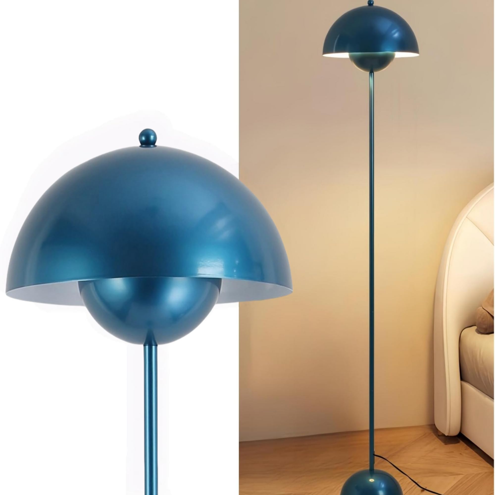 Photo 1 of COSYLUX Modern Floor Lamp for Living Room, Industrial Tall Standing Lamp for Bedroom, Metal Shade Reflecting Light Reading Floor Lamp for Office, Nursery Room, Corner(Pearl Gentian Blue)