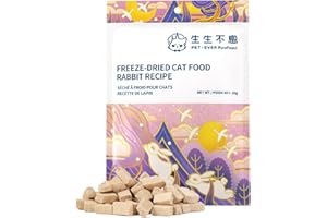 PET-EVER PureFeast Freeze-Dried Cat Food, High Protein Healthy Freeze Dried Cat Treat & Topper (Rabbit Recipe - 0.7 Ounce)
