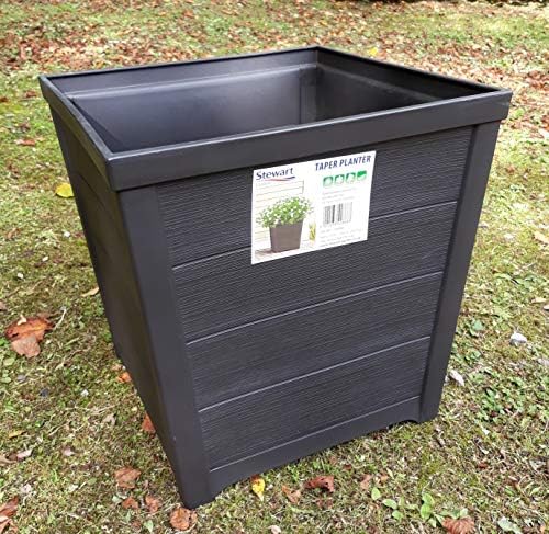 Stewart Garden Taper 40cm Square Planter, Brown