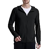 YOQYO Men's UPF 50+ Sun Protection Lightweight Hoodie Jacket Full Zip Long Sleeve Hiking Fishing Outdoor Performance