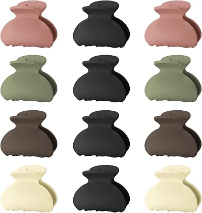 Lolalet Pack of 12 Small Hair Claws Clips Matte Acrylic 4x3.3 cm Style B