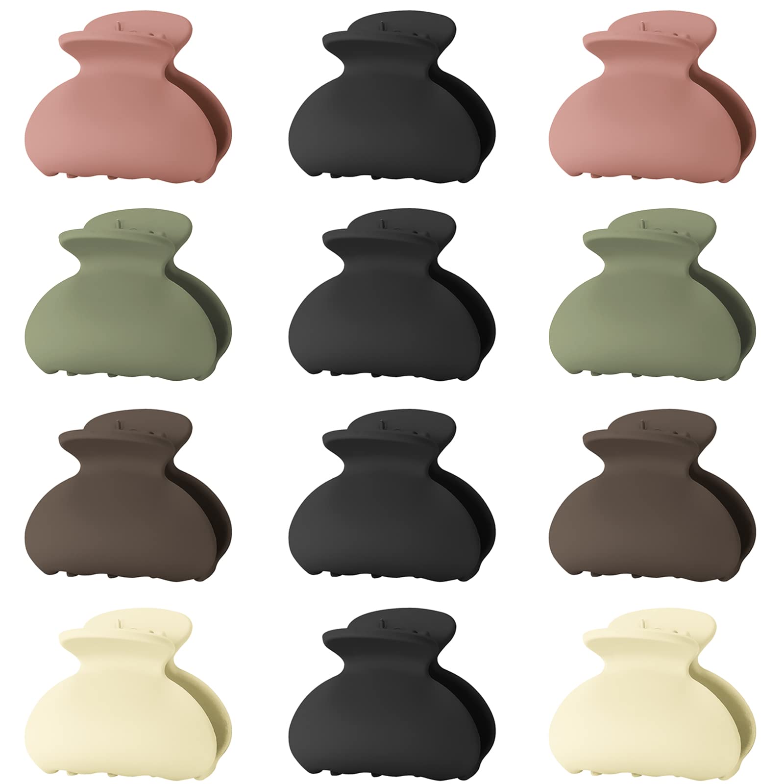 Lolalet Pack of 12 Small Hair Clips Claws, Mini Hair Claws Clips for Women Girls Thick Thin Fine Hairstyle Clips Strong Matte Acrylic Hair Styling Accessories -Style B