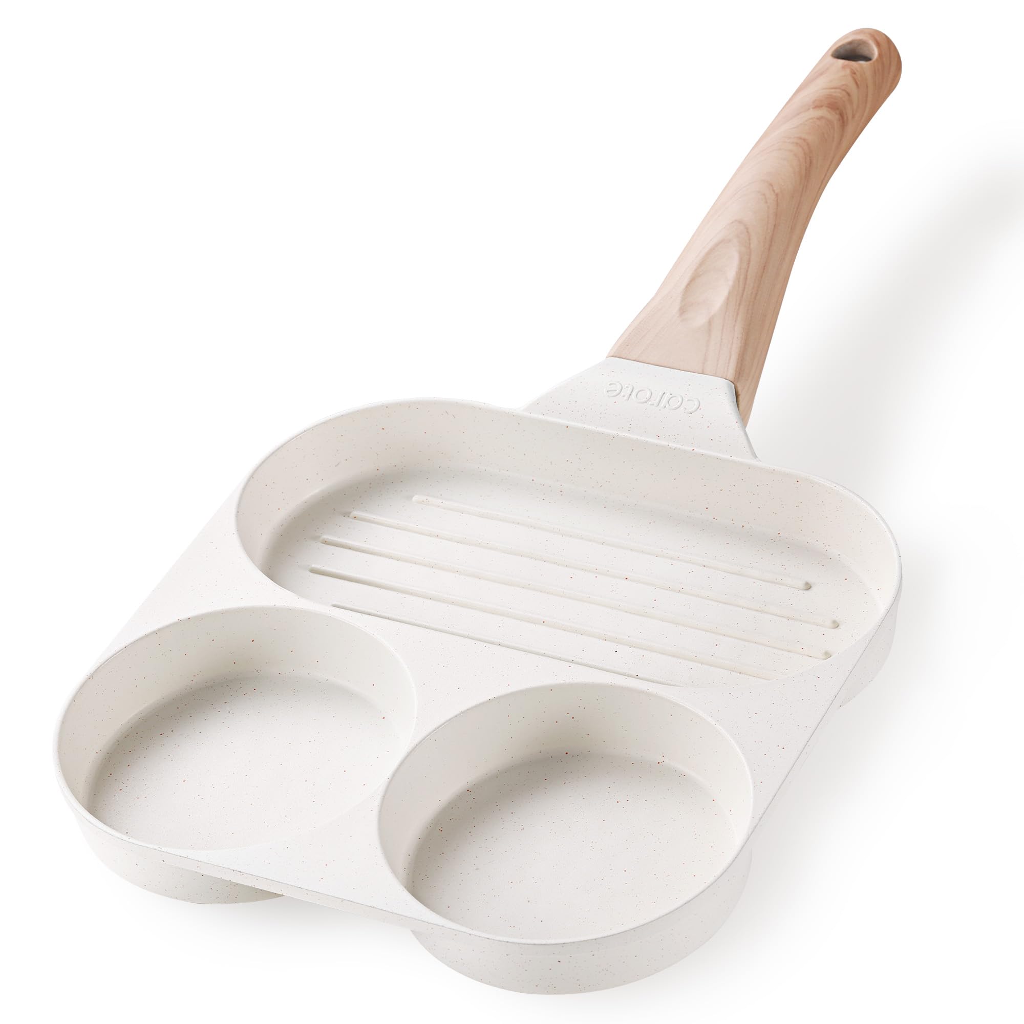 Photo 1 of CAROTE Egg Pan Omelette Pan, 3-In-1 Divided Nonstick Grill Pan, Pancake Pan and Healthy Egg CookerSuitable for Gas Stove & Induction Cookware, White Granite