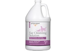 Prime Paws Ear Cleansing Solution for Dogs & Cats - Deodorizing Dog Cleaner with Aloe Vera Vitamins Professional Pet Flush Cleans Acidifies Canal Complete Care 1 gal, White (PRIM1059)