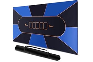 PLAYWUS Easy Cleaning Poker Mat, 70 x 35 Inch Smooth Surface Poker Table Top with Storage Bag, Non-Slip Texas Holdem Poker Mat for Blackjack, Casino, Gambling Games (Blue)