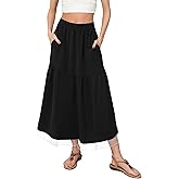 Witsmile Flowy Maxi Skirt for Women with Pockets 2025 Fashion Trendy Boho Summer Beach Vacation Long Skirt