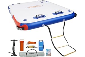 GYMMALL Inflatable Floating Dock Platform, 5FT/ 6FT/ 8FT/ 10FT/ 12FT Air Dock Platform Floating Island Raft with None-Slip Surface, 6in Thick Water Floating Dock Mat for Swimming Pool Lake Beach Ocean