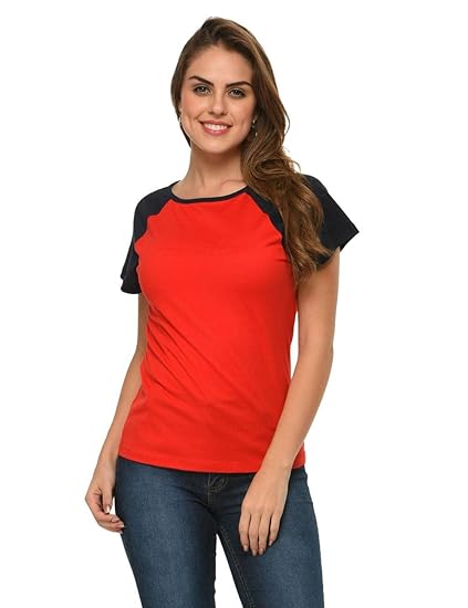 Women Cotton Raglan Cap Sleeves Top(XS-4XL)