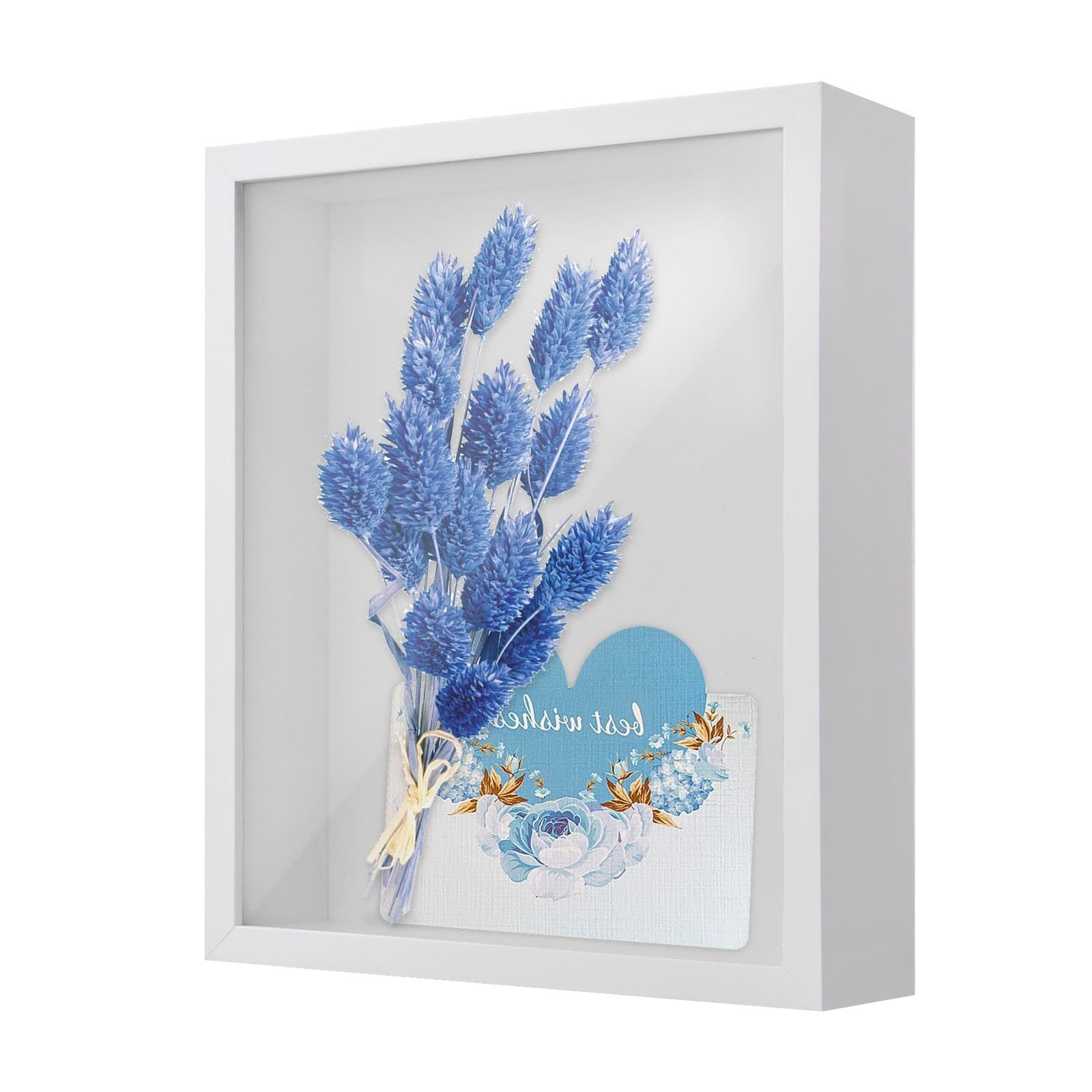 3D Shadow Box, 27x22 cm Deep Picture Frame Display Box for Tabletop and Wall, Wooden 3D Photo Frame for Tickets Medal Flower Memorabilia Crafts (White 5CM)