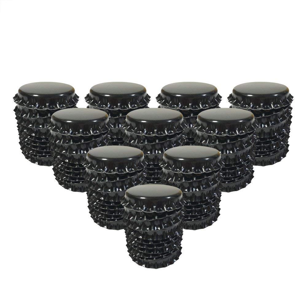 HAWORTHS 100 PCS Crown Bottle CaPs Decorative Bottle Cap Double Sideds Printed Craft Bottle Stickers for Hair Bows, DIY Pendants or Craft ScraPbooks Black