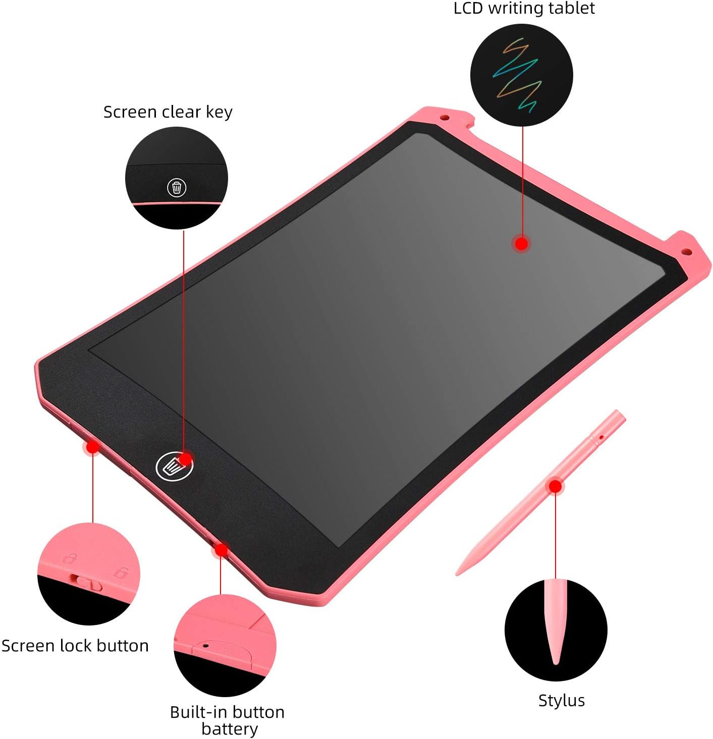 Newest LCD Writing Tablet, Electronic Digital Writing &Colorful Screen Doodle Board, Cimetech 8.5-Inch Handwriting Paper Drawing Tablet Gift for Kids and Adults at Home,School and Office (Pink): Computers & Accessories