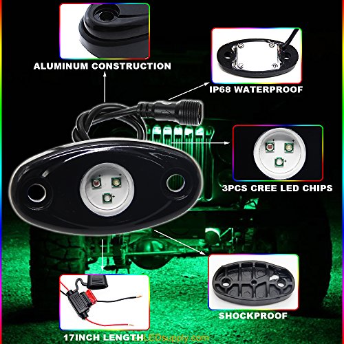 RGB Rock Lights Kit 12 Pods Led Rock Light Bluetooth Control 15 DIY