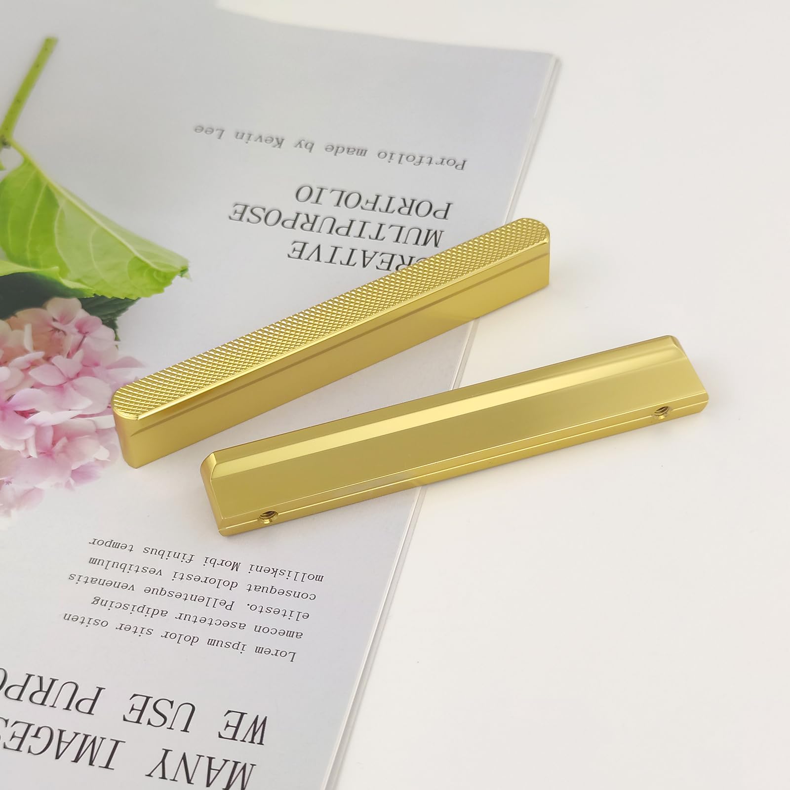 Pexintek 6 Pack Gold Modern Cabinet Handles 96mm(3.78 Inchs) Hole Centers Kitchen Bathroom bedrooms Study Furniture Door Vintage Pulls with Screws for Cupboards Drawer Wardrobe Dresser (Golden)