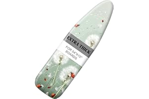 seewan Quick Install Ironing Board Cover 15" x 54" Ironing Board Cover with Nose Strap Pocket and Elastic Sides Anti-Slip and Heat-Resistant Stylish Home Ironing Board