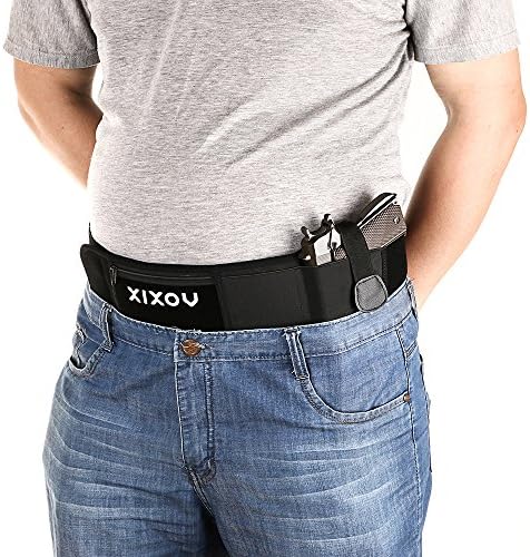 XL Belly Band Holster, XIXOV Concealed Weapon Carry Plate Carrier with Zipper Purse for Women Men Fits Glock 19, 17, 42, 43, Sig P320, P238, Ruger LCP, etc